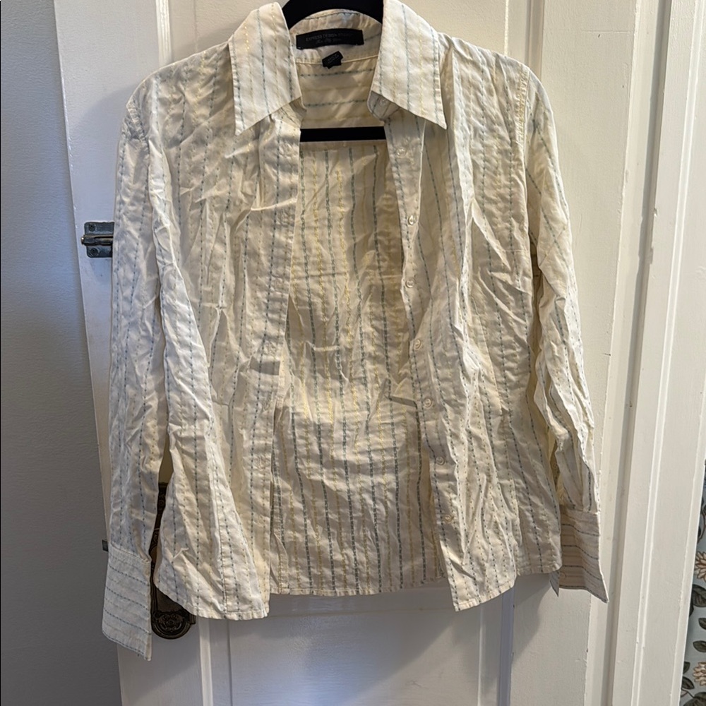 Vintage Express Cream and Yellow Patterned Shirt